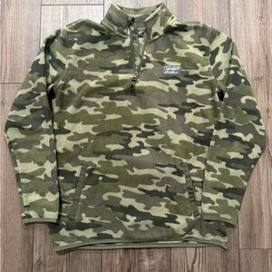 Eddie Bauer Kids Camo Fleece Pullover Quarter Zip Boys L 14/16
